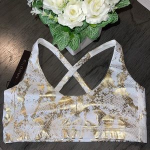 New With Tags Carbon38 White and Gold Sports Bra